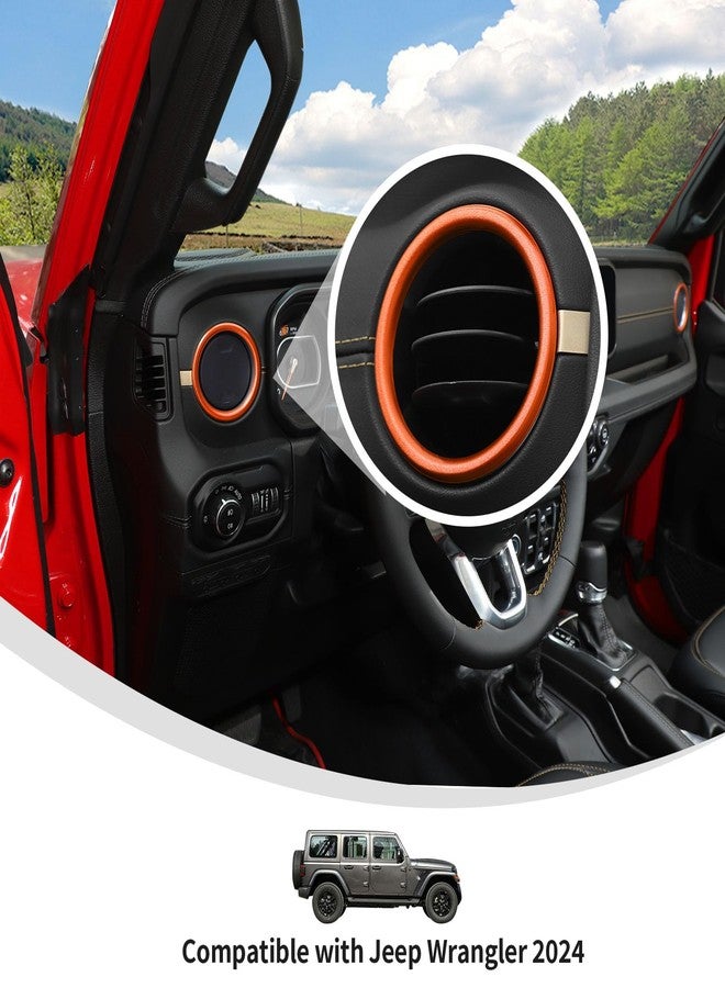 Linskip for 2024-2025 Jeep Wrangler JL 4XE & Gladiator JT Dash Air Vent Rings, Air Vent Covers Compatible with Sport, Rubicon, Sahara, Willys, Rubicon, Interior Accessories(Orange) - Image 3